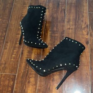 Black studded heel boots